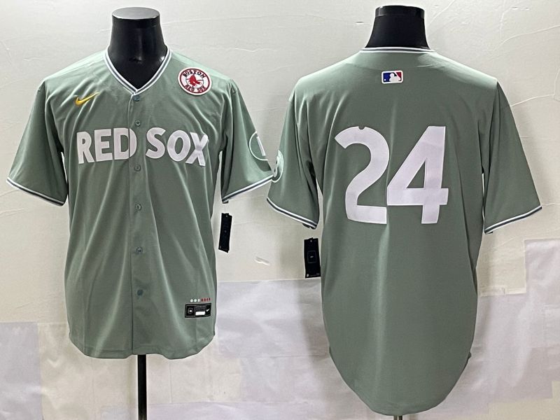 Men 2025 Boston Red Sox #24 No Name Light Green Joint Name Nike MLB Jersey style 9->boston red sox->MLB Jersey